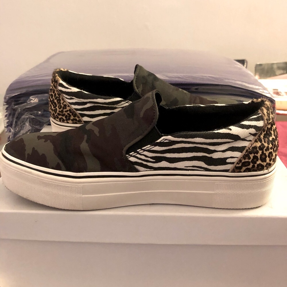 Steve Madden -Super cool multi pattern slip on sneakers